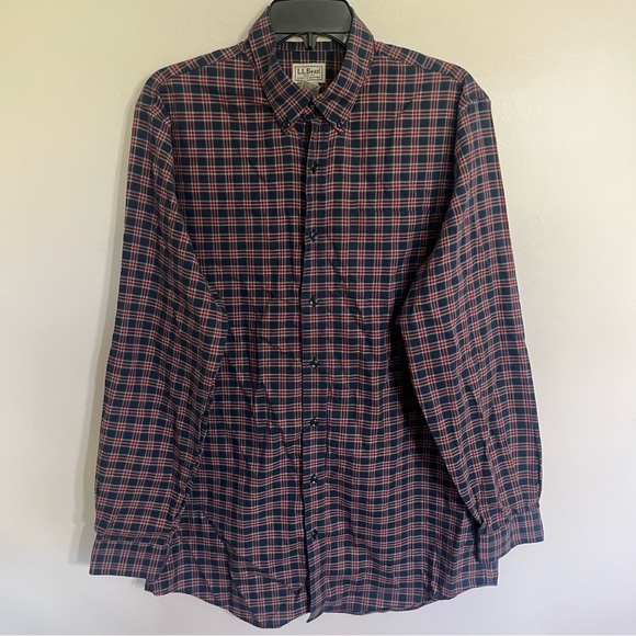 LL Bean Multicolor  Plaid Wrinkle Resistant Button Up Shirt Size Medium Tall - Picture 1 of 11